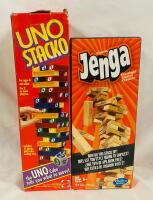 2 Block Stacking Games, Includes Jenga and Uno Stacko