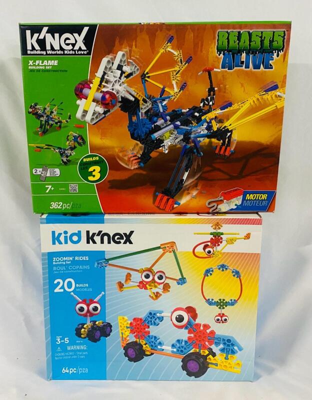 2 As-New K&rsquo;NEX Sets, Includes Beasts Alive 3-In-1 Set and Zoomin&rsquo; Rides Kids Set