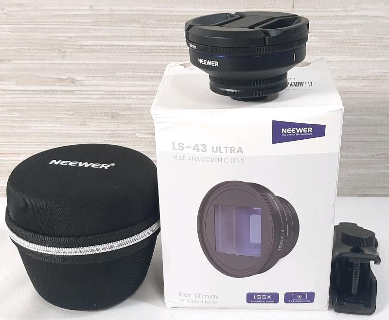 New NEEWER LS-43 Ultra Blue Anamorphic Lens, w/ Zip-up Carrying Case