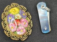 Vintage Zcecho-slovania Brooch 1.5" & Miniature Pocket Knife Japan 1.25"