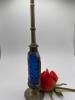 Handcrafted Cobalt Moroccan Blue Glass Perfume Oil Bottle Sprinkler with Embossed Metal Overlay 11&rsquo;&rsquo; - 2