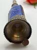 Handcrafted Cobalt Moroccan Blue Glass Perfume Oil Bottle Sprinkler with Embossed Metal Overlay 11&rsquo;&rsquo; - 3