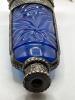 Handcrafted Cobalt Moroccan Blue Glass Perfume Oil Bottle Sprinkler with Embossed Metal Overlay 11&rsquo;&rsquo; - 5