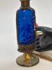Handcrafted Cobalt Moroccan Blue Glass Perfume Oil Bottle Sprinkler with Embossed Metal Overlay 11&rsquo;&rsquo; - 6