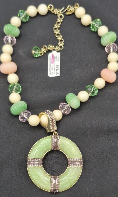 Stunning Heidi Daus Chunky Mint, Pink, Lavender & Off White Necklace Retails for $179