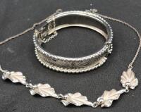 Vintage Necklace and Bangle Bracelet with Safety Chain