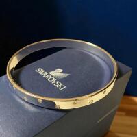 Vintage Swarovski Crystal Border Bangle Bracelet Swarovski Swan Maker's Mark 2.7&rsquo;&rsquo; diameter approximately Boxed