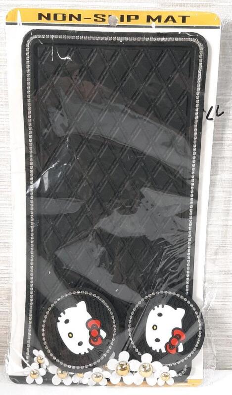 New Non-Slip Silicone Mat, Comes included w/ Hello Kitty Decals & Daisy Charms (Mat Measures Roughly 11" &times; 6")