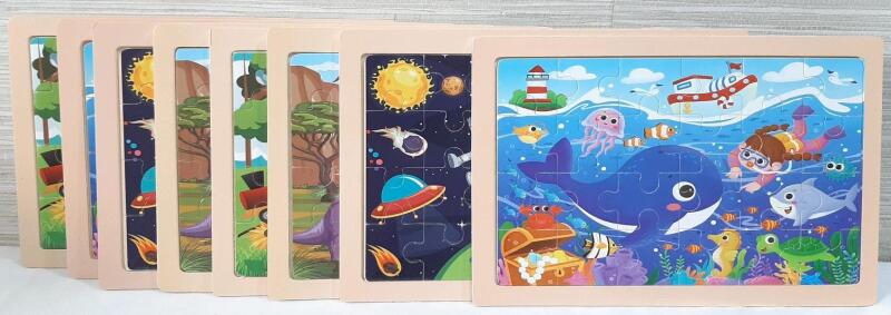 8 New Childrens Jigsaw Puzzle Boards (Boards Measure 8&frac12;"&times;6", 4 Unique Boards)