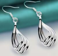 Minimalist Geometric 3 ring Drop Earrings Stamped 925 Sterling Sheppard Hooks approximately 1.25&rsquo;&rsquo; drop