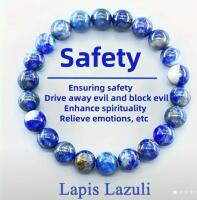 Two Lapis Lazuli Beaded Flex Bracelets Natural Stone Spiritual Protection & Emotional Balance Stock photo added