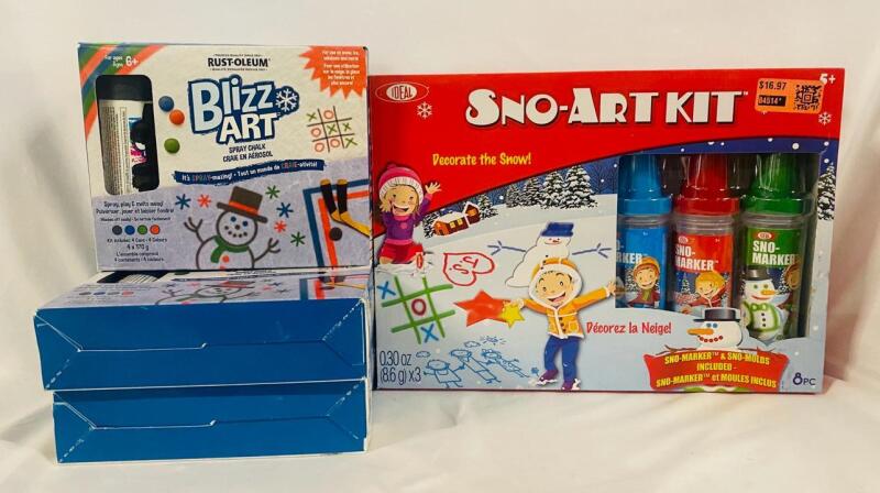 4 Snow Art Kits, Includes Sno-Art Kit with Markers and Molds, and 3 Blizz Art Kits with Spray Chalk (4 Cans Each)