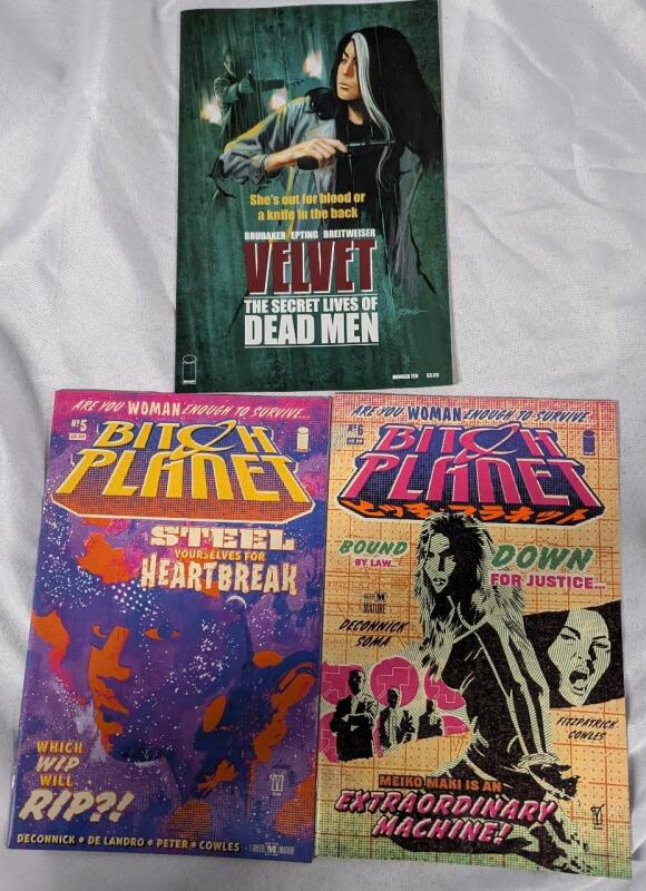 3 Image Comics. Featuring Velvet: The Secret Lives of Dead Men #10 & Bit🌜H Planet # 5&6