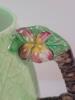 Carlton Ware Apple Bloom Green Jug & Creamer . Measures 5" & 3.5" tall . Creamer has crack on handle - 6