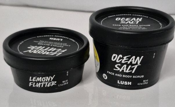New & Not Lush Skincare Products - New Lemony Flutter Cuticle Butter 50g & Not New Ocean Salt Face & Body Scrub 120g