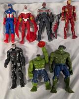 7 Marvel Super Hero Action Figures with accessories. Tallest Measures 11.5" Tall