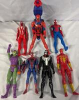 7 Spider-Man Action Figures with Accessory. Tallest Measures 11.5"