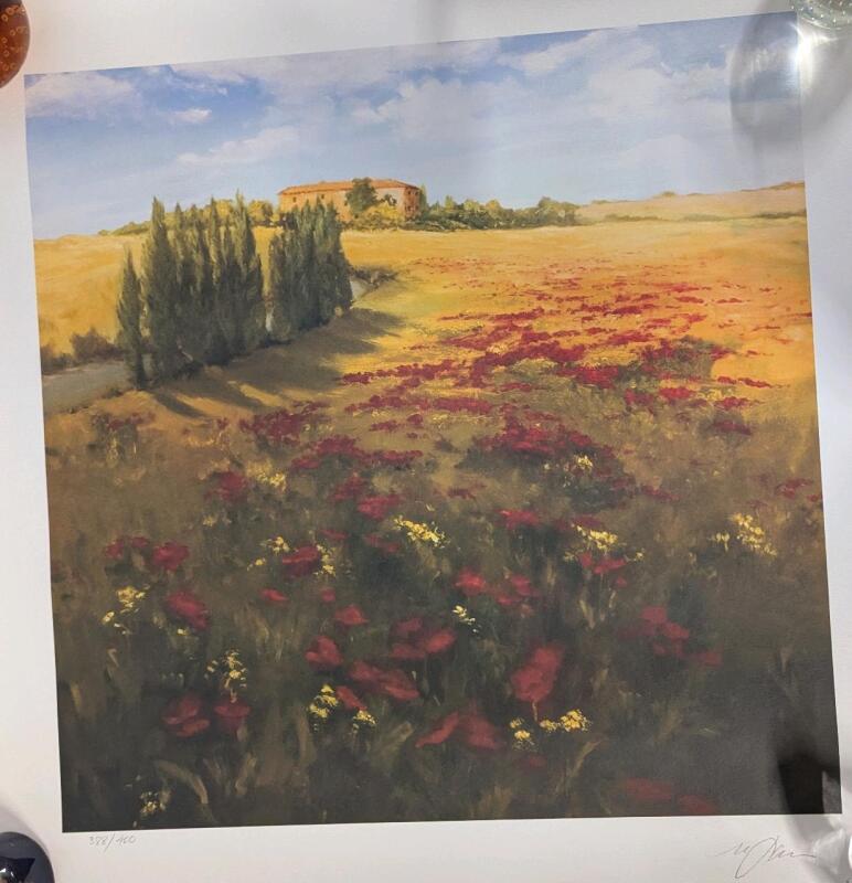 Limited edition Lithograph of Michael Logan's "Field of Poppies". 24" x 24" Sheet Size. 20" x 20" Size. 338/400