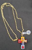 Beautiful Murano Glass Cross Pendant with Chain