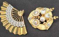 2 Vintage Brooches With Clear Stones