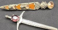 Vintage Brooches With Stones - Miracle Brooch Amber Coloured Stones 3.5" Long