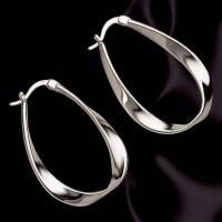 Elegant Earrings S925 Silver Moire Twist Design Snap down clasp Stamped Appropriately 1.25&rsquo;&rsquo; drop Stock photos added with model