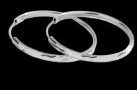 Pair of 925 Silver Stamped Square Three-Sided Classic Hoop post thread clasp approximately 1.2&rsquo;&rsquo; round