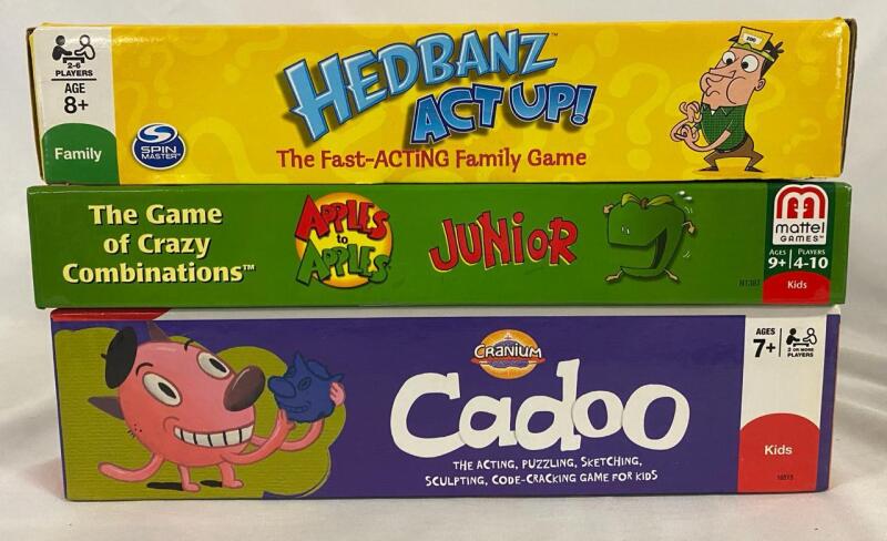 3 Party Board Games, Includes Headbanz Act Up, Apples to Apples Junior, and Cranium Cadoo, Ages 7+