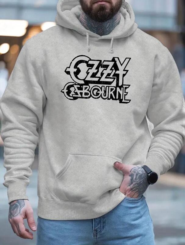 New Size XL Ozzy Osborne Logo Hoodie Grey Soft Long Sleeve Pullover Comfortable & Cozy Stock photos added with model print slightly crackly