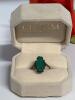 Vintage Green Stone & Marcasite Sterling Silver Stamped 935 Large Statement Ring Size 7 - 3