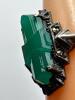 Vintage Green Stone & Marcasite Sterling Silver Stamped 935 Large Statement Ring Size 7 - 6