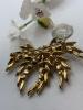 Beautiful Brooch Firework 5 Fanned Rich Sapphire Chatons Clear and Lemon Navettes 2.25 x 1.5&rsquo;&rsquo; Very good Gold plate - 6