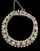 SHERMAN 3 Row Vintage Early Bracelet Safety Chain Present Triple Rhodium Coated Excellent Condition Outer Rows Chatons hugging Centre Navettes 6.5 inch Total lengh 7 inch Signed