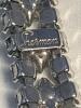 SHERMAN 3 Row Vintage Early Bracelet Safety Chain Present Triple Rhodium Coated Excellent Condition Outer Rows Chatons hugging Centre Navettes 6.5 inch Total lengh 7 inch Signed - 3