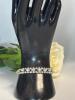 SHERMAN 3 Row Vintage Early Bracelet Safety Chain Present Triple Rhodium Coated Excellent Condition Outer Rows Chatons hugging Centre Navettes 6.5 inch Total lengh 7 inch Signed - 4