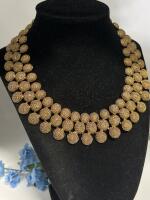 Vintage Les Bernard Vo Choker Necklace Women Costume Designer Jewelry Fashionista 3 Row Box Clasp 17 inch Statement Piece