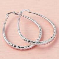 New 925 Sterling Silver Teardrop Hoop Earrings with Sparkling Diamond Cutting Piercrd snap in levers approximately 2 inch drop