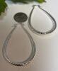 New 925 Sterling Silver Teardrop Hoop Earrings with Sparkling Diamond Cutting Piercrd snap in levers approximately 2 inch drop - 3