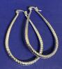 New 925 Sterling Silver Teardrop Hoop Earrings with Sparkling Diamond Cutting Piercrd snap in levers approximately 2 inch drop - 4