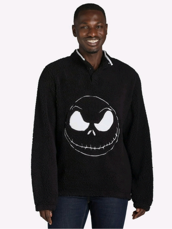 New Size 2XL Men's NIGHTMARE BEFORE CHRISTMAS Jack Skellington Cosplay Faux Shearling Shacket