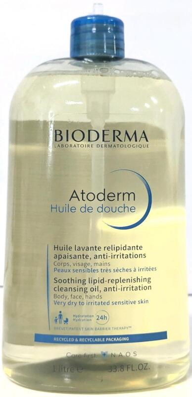 [See Desc] BIODERMA Soothing Lipid-Replenishing Cleansing Oil, Anti-Irritation for Very Dry, Irritated Sensitive Skin (1L - Missing Pump) - Best Before 09/2028