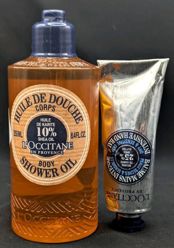 [See Desc] L'OCCITANE EN PROVENCE: Body Shower Oil (250ml) & Intensive Hand Balm for Dry & Sensitive Skin (50ml)