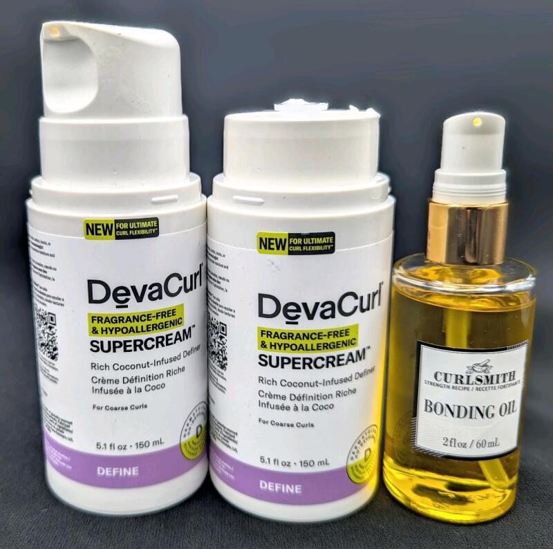 [See Desc] 3&times; Curly Hair Care : 2&times; DEVACURL Define SuperCream for Coarse Curls (150ml) & CURLSMITH Strength Recipe Bonding Oil (60ml)