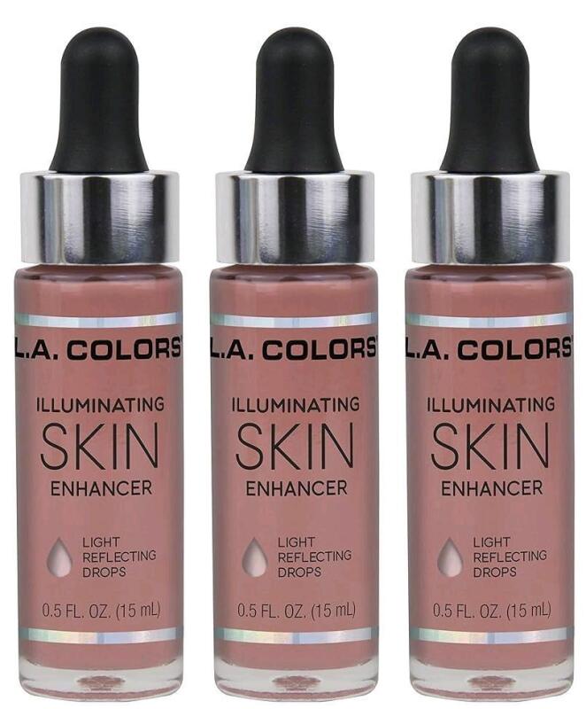 3 New L.A. COLORS Illuminating Skin Enhancer : Instant Light Reflecting Glow, #CBID986 It's Lit, 15ml ea