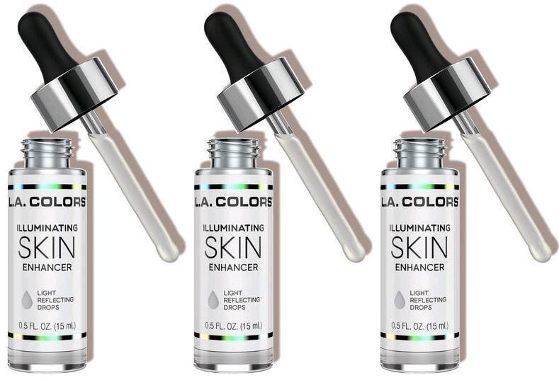 3 New L.A. COLORS Illuminating Skin Enhancer : Instant Dazzling Glittery Glow, #CBID987 Starlight, 15ml ea