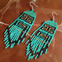Bohemian Style Glass Rice Beads Unique Letter Pattern Hand Woven Drop Earrings Sheppard Hooks approximate drop 4&rsquo;&rsquo;