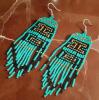 Bohemian Style Glass Rice Beads Unique Letter Pattern Hand Woven Drop Earrings Sheppard Hooks approximate drop 4&rsquo;&rsquo;