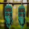 Bohemian Style Glass Rice Beads Unique Letter Pattern Hand Woven Drop Earrings Sheppard Hooks approximate drop 4&rsquo;&rsquo; - 2