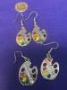 Two Creative Colorful Enamel Palette Paintbrush Earrings Sheppard Hooks approximate 1.7&rsquo;&rsquo; drop - 5