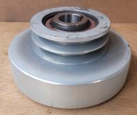 As New - Double Pulley Centrifugal Clutch . ⅛" bore, ⅜" keyway, 1.5" ball bearing cylinder , 2 pulley groove , 5&Prime; drum outside diameter, 4&Prime; pulley outside diameter